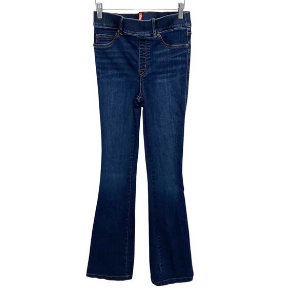 Spanx Flare Jeans Dark Wash High Rise Women's Small Tall Slimming - Picture 2 of 8